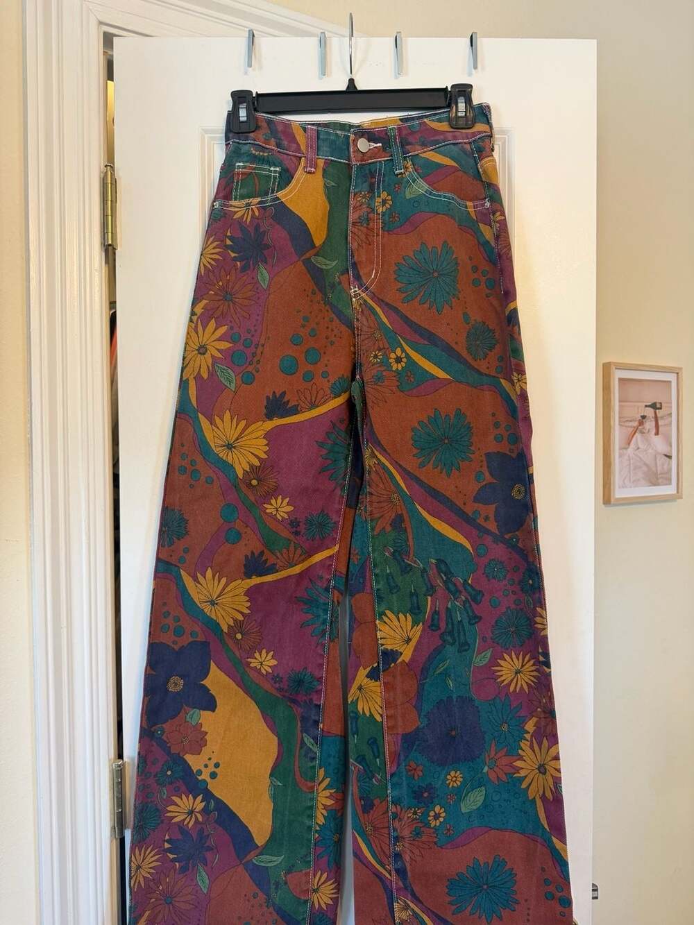 SHEIN EZwear High Waist Floral Wide Leg Pants XS